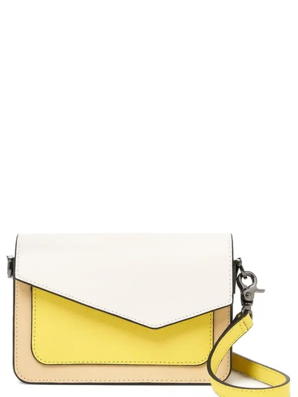 Botkier Colorblock Leather Crossbody in White, Yellow & Cream